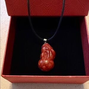 Classic  Red Pixiu Jade Pendant Necklace